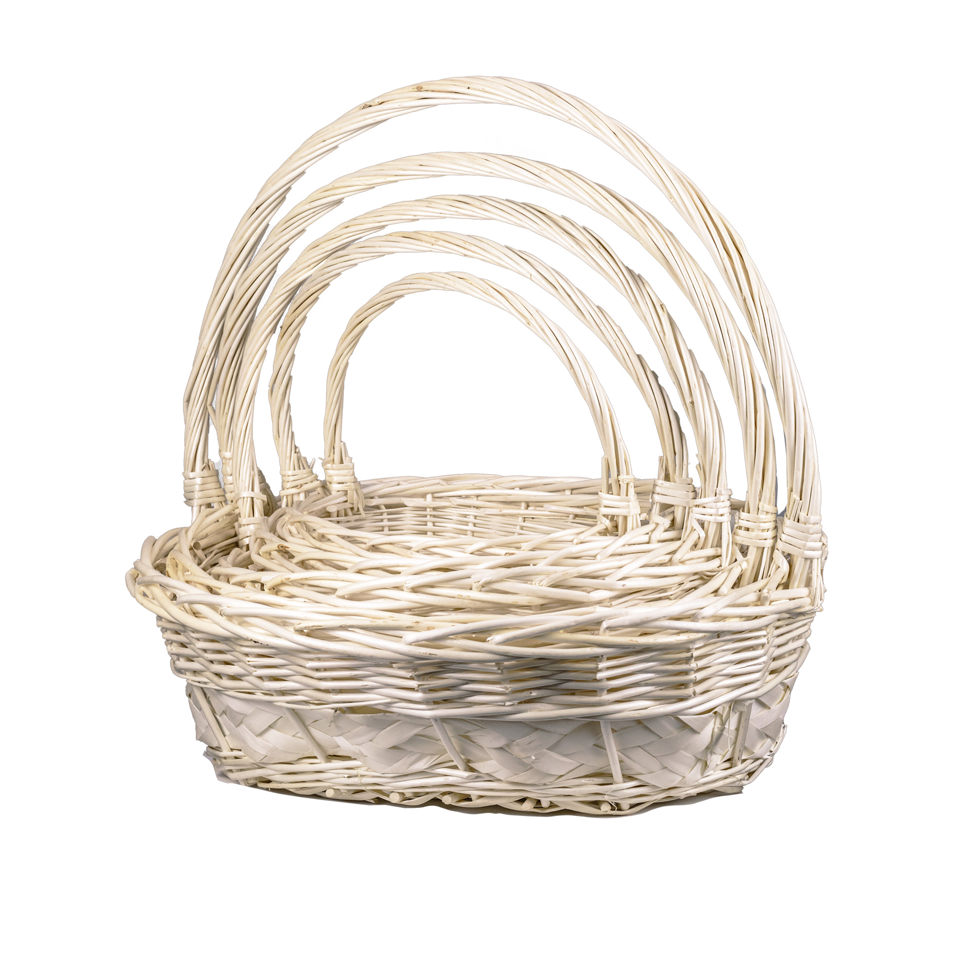 Willow baskets 59x47xH20, 52x42xH16, 45x36xH14, 39x31xH13, 33x25xH11cm 5pcs