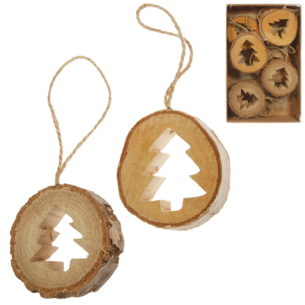 Wooden christmas tree decoration Tree, 8pcs