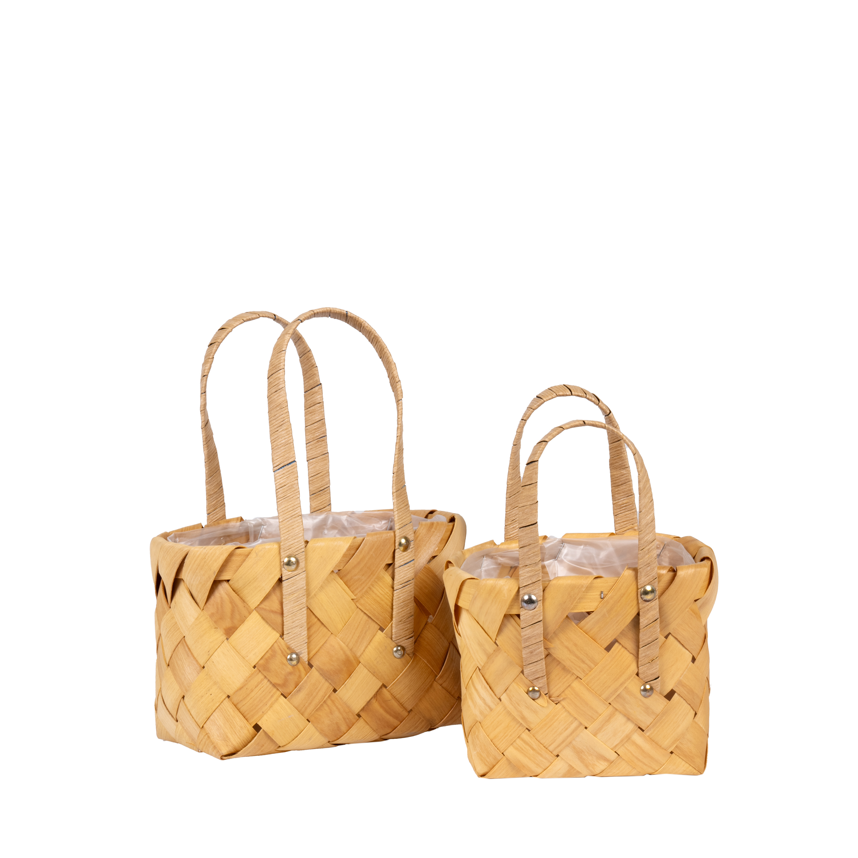 Wooden baskets 22x16xH15, 18x13xH15cm 2pcs