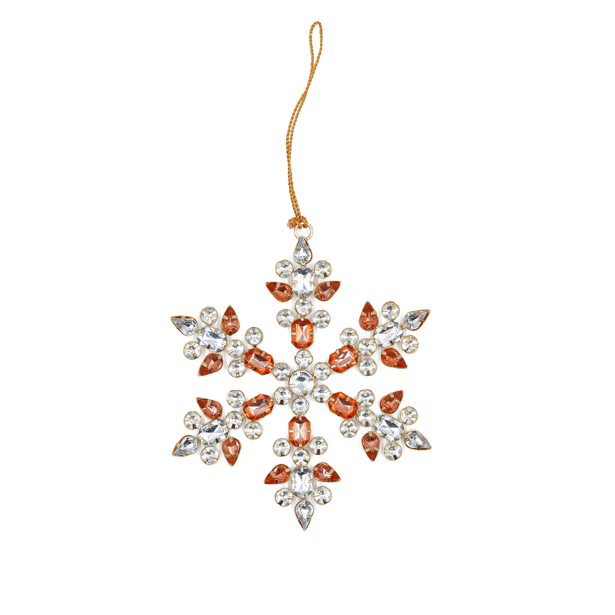 Metal christmas decoration with crystals Snowflake, White