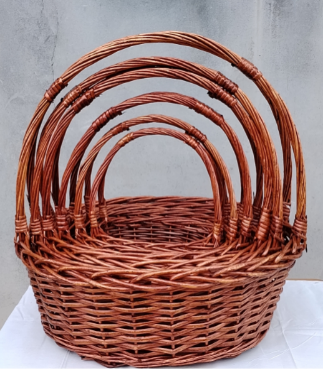 Willow baskets, 6pcs, 70x55xH61, 60x46xH55, 50x41xH49, 43x35xH43, 35x25xH39, 29x20xH33cm
