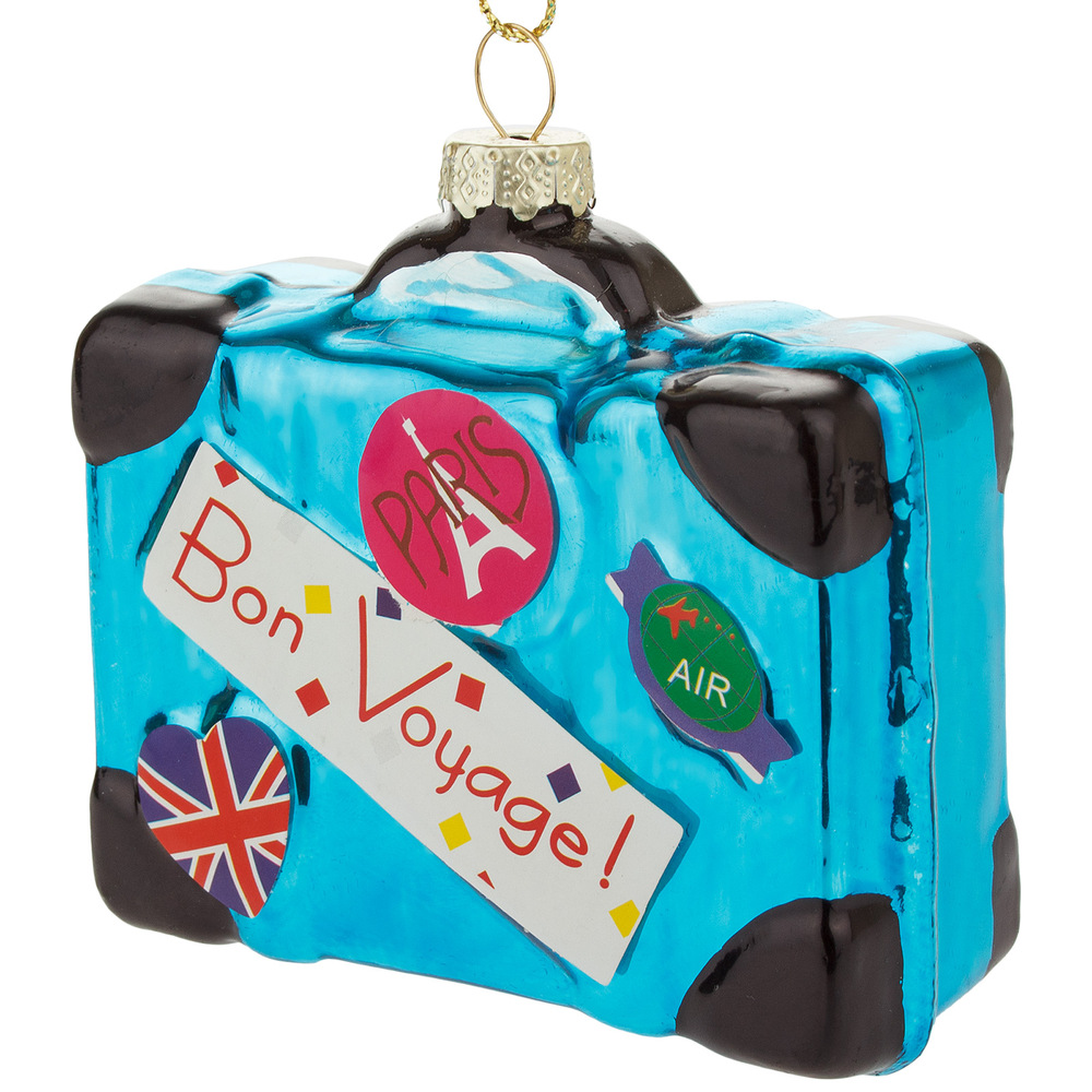 Glass christmas Suitcase, Blue