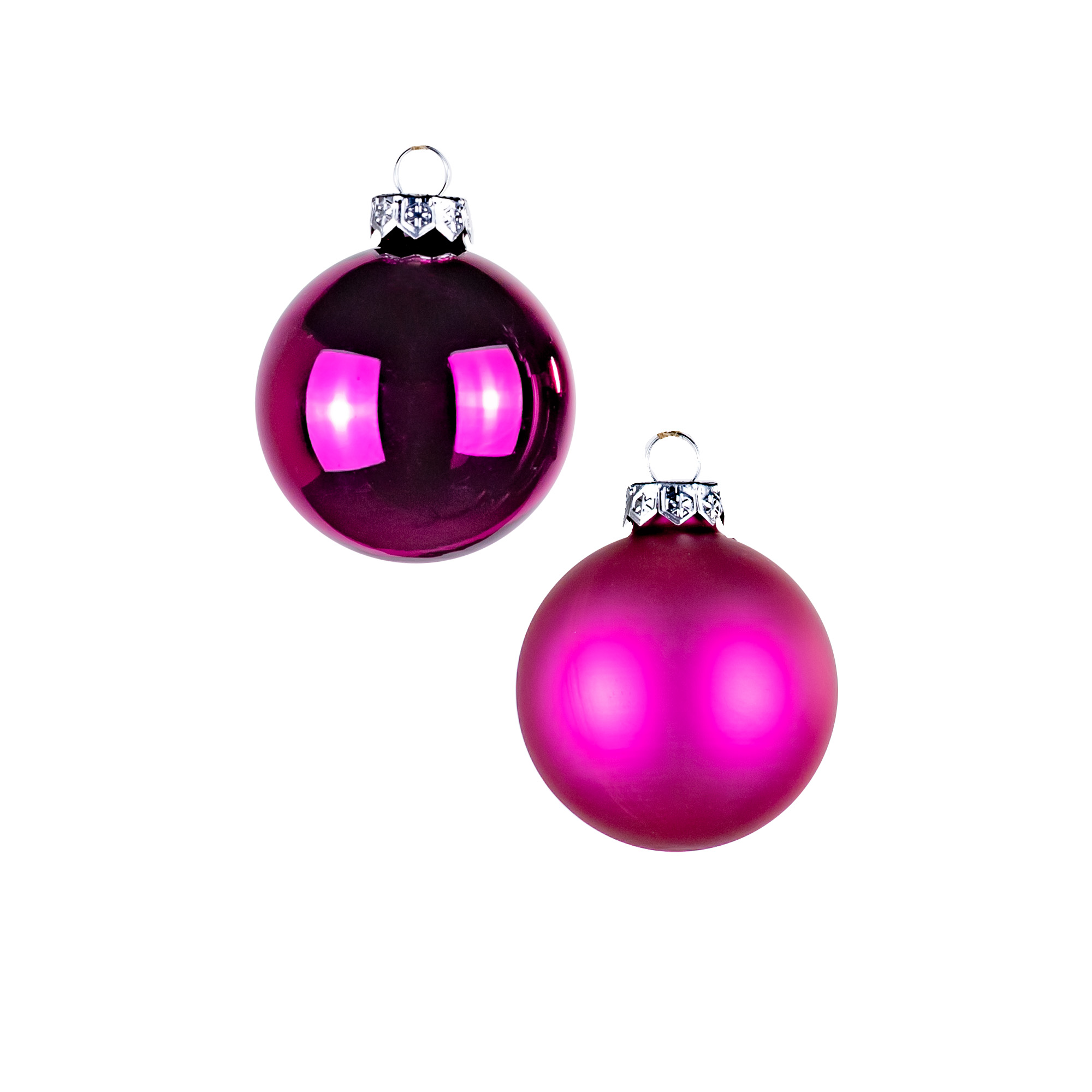 Glass christmas balls, plain , 20pcs, Pink