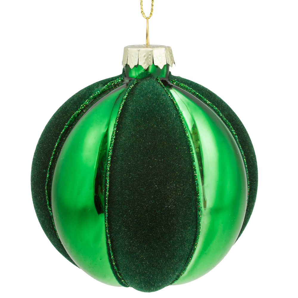 Glass christmas Ball with velvet, Green