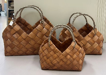 Wooden baskets Bag, 3pcs, 47x24xH42, 56x30xH52, 68x40xH62cm