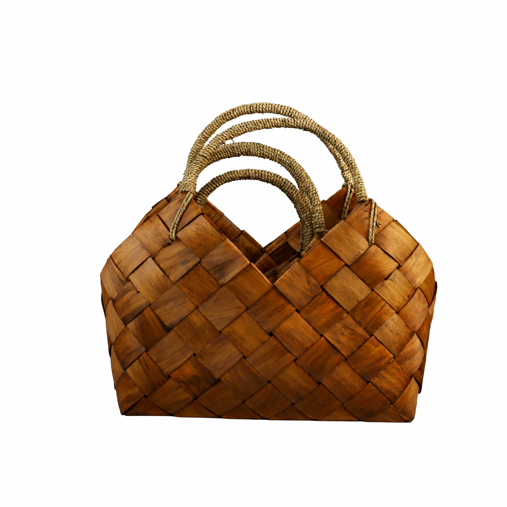 Wooden baskets Bag 68x40xH62, 56x30xH52, 47x24xH42cm, 3pcs