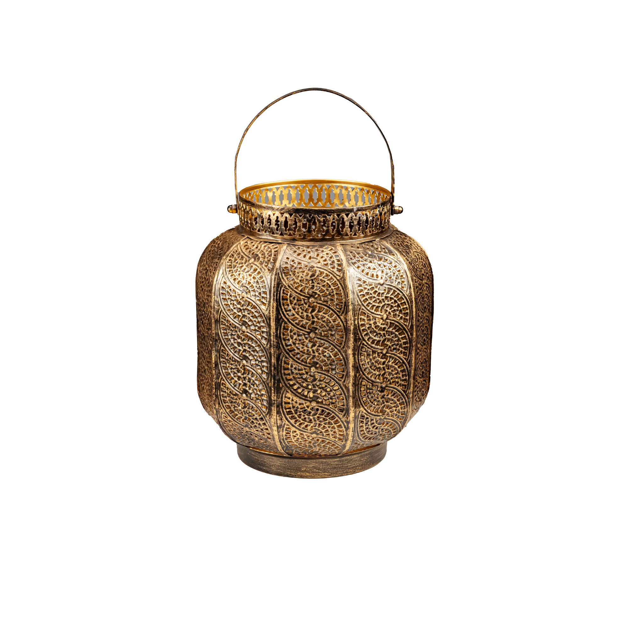 Metal lantern with handle 21×21×H25cm Bronze