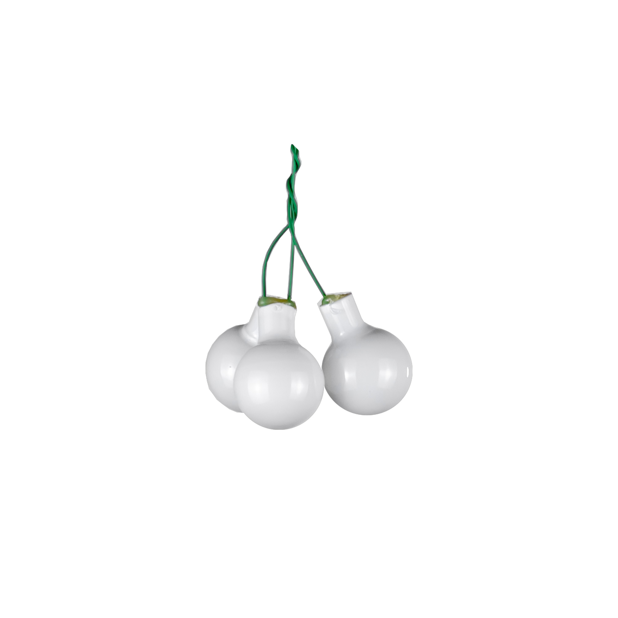 Glass christmas balls on wire, plain , 144 pcs, White