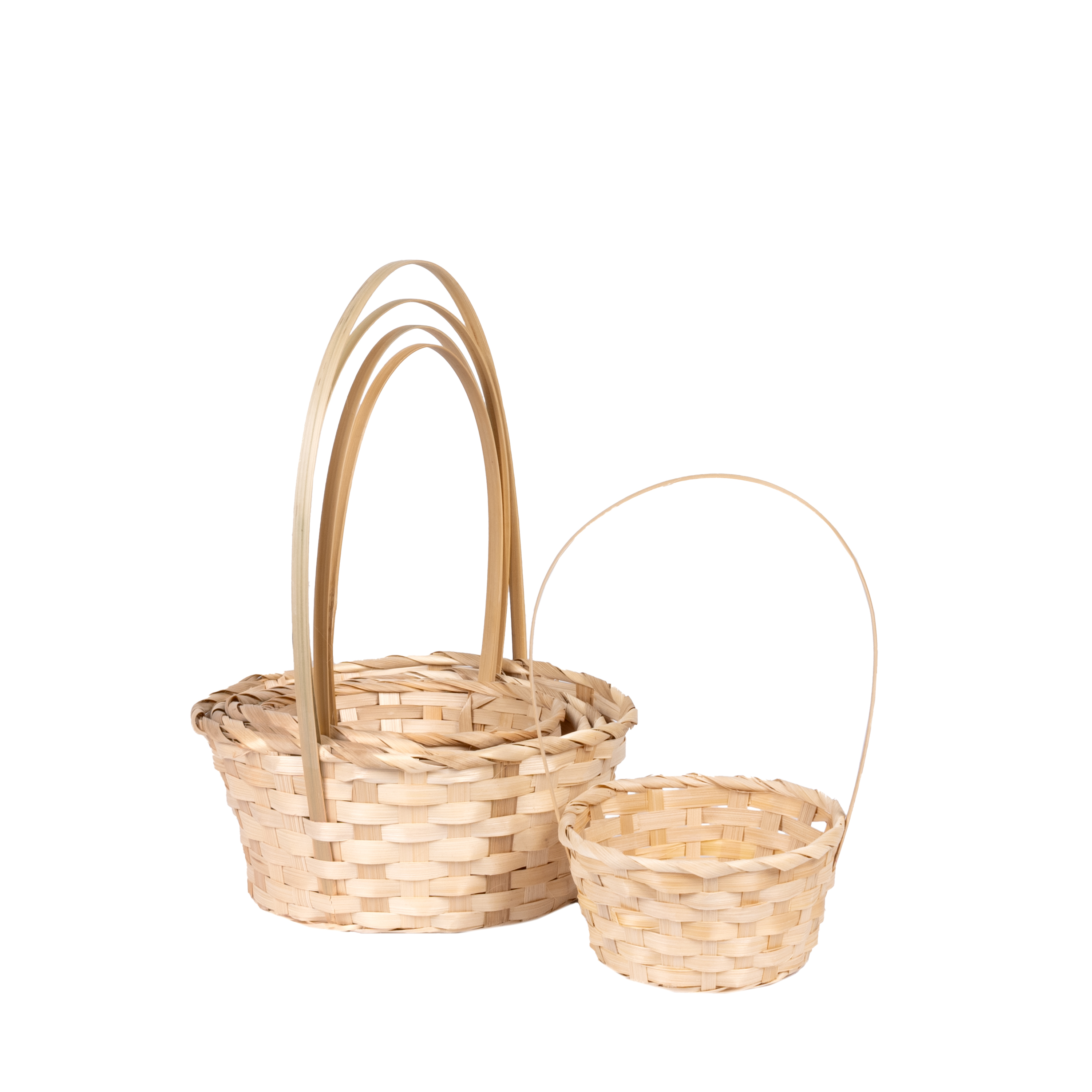 Bamboo baskets D26xH11, D24xH10,, D21xH9,D18xH8 D16xH7cm 5pcs