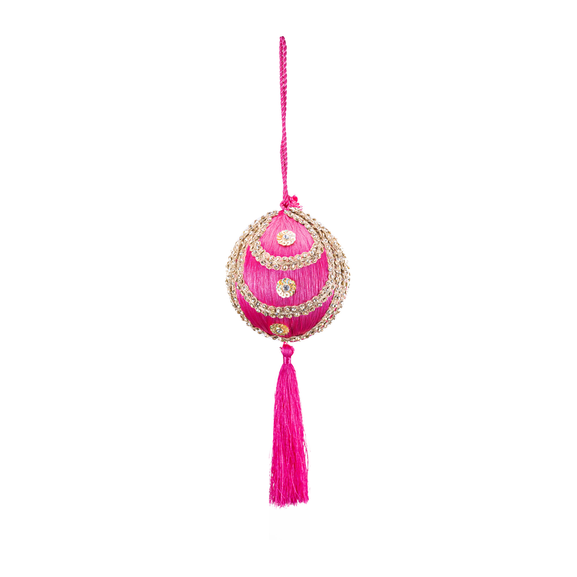 Silk christmas Ball and tassel, Pink