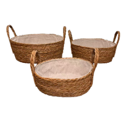 Seagrass baskets D42xH17, D35xH14, D30xH10 cm, 3 pcs
