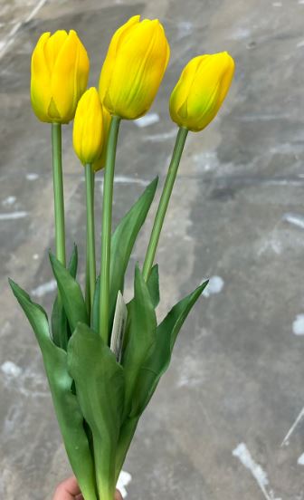 Artificial silicone bouquet of tulips, 5pcs