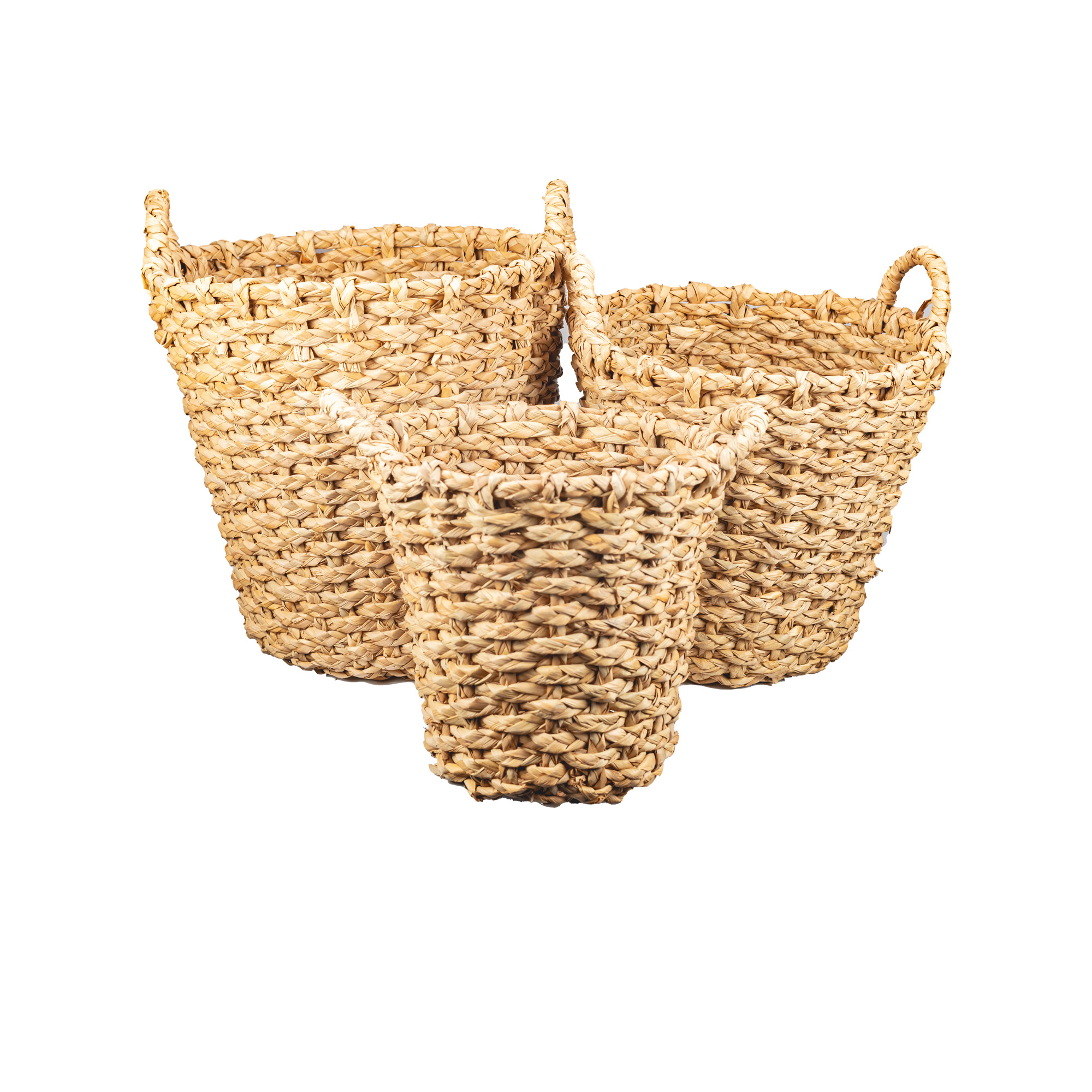 Seagrass baskets D39xH39, D34xH35, D29xH30cm 3pcs