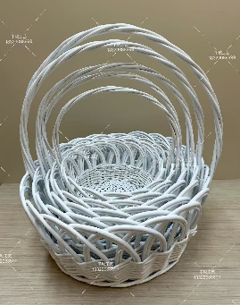 Willow baskets, 5pcs, D30xH30, D35xH34, D40xH39, D45xH48, D50xD54cm