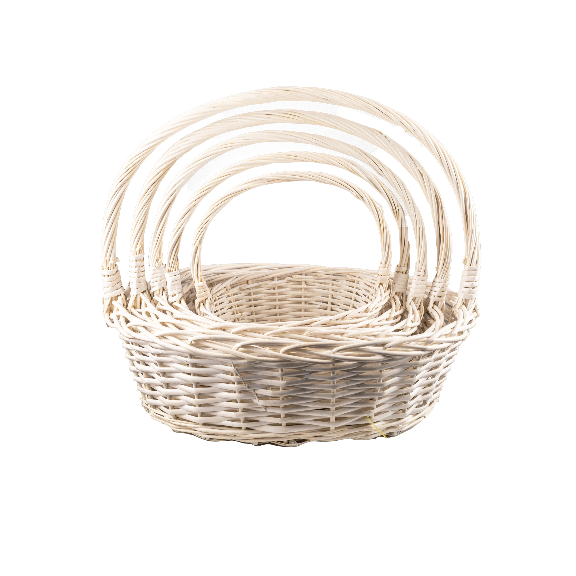 Willow baskets 52x42xH16, 45x36xH14, 39x31xH13, 33x25xH11cm, 28x19xH9cm 5pcs