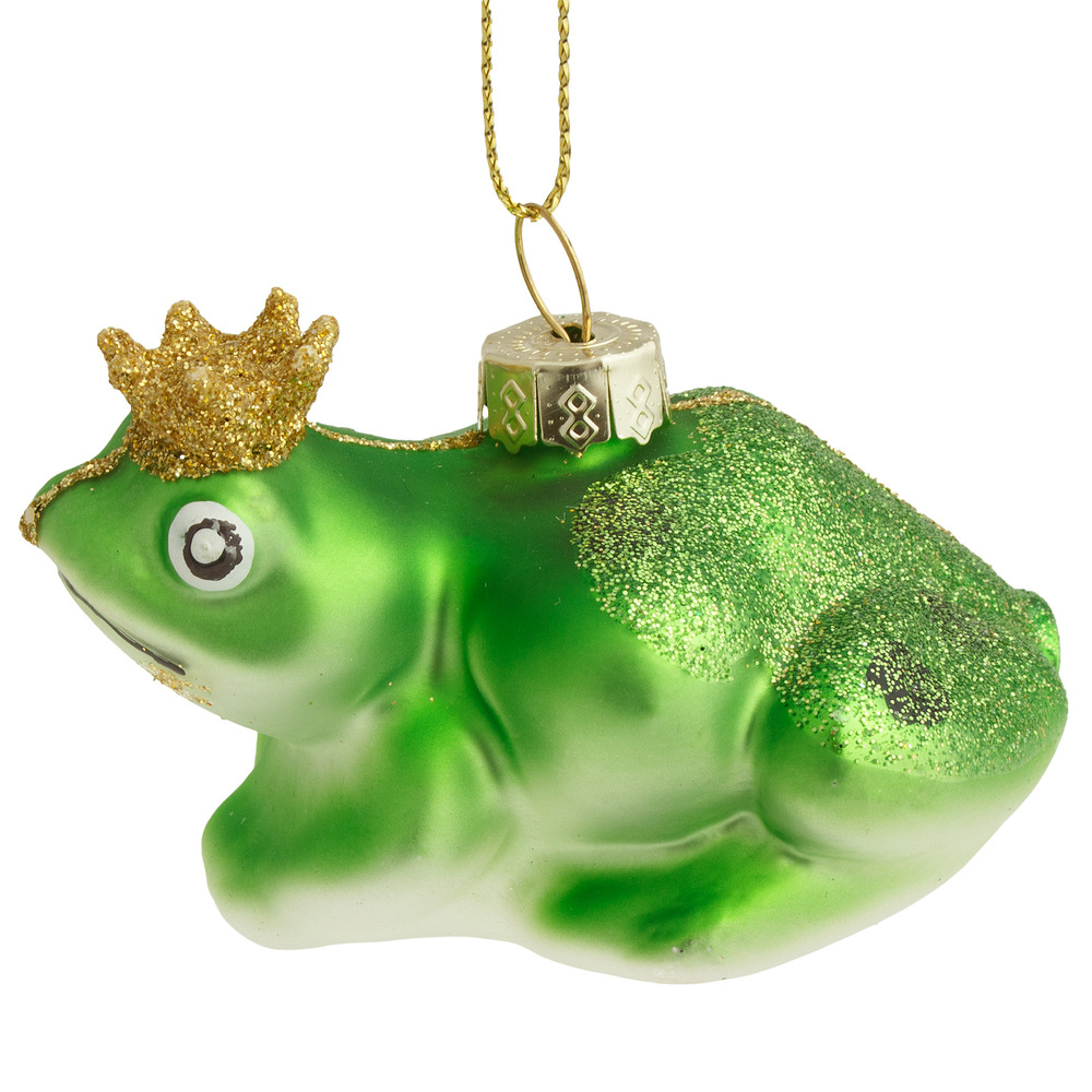 Glass christmas Frog, Green