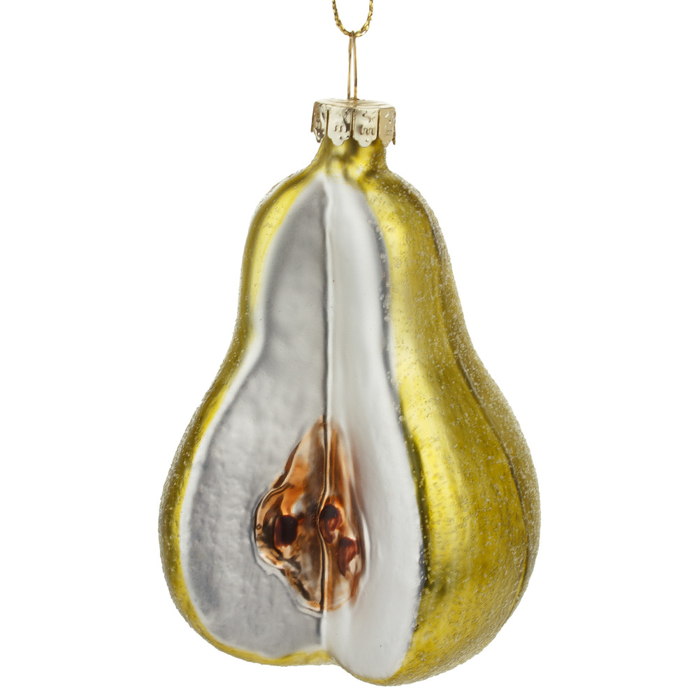 Glass christmas Pear, Yellow