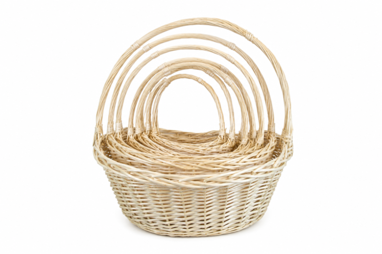 Willow baskets 80X63XH67, 70X55XH61, 60X46X55, 50X41X49, 43X35XH43, 35X25XH39, 29X20XH33 cm, 7 pcs