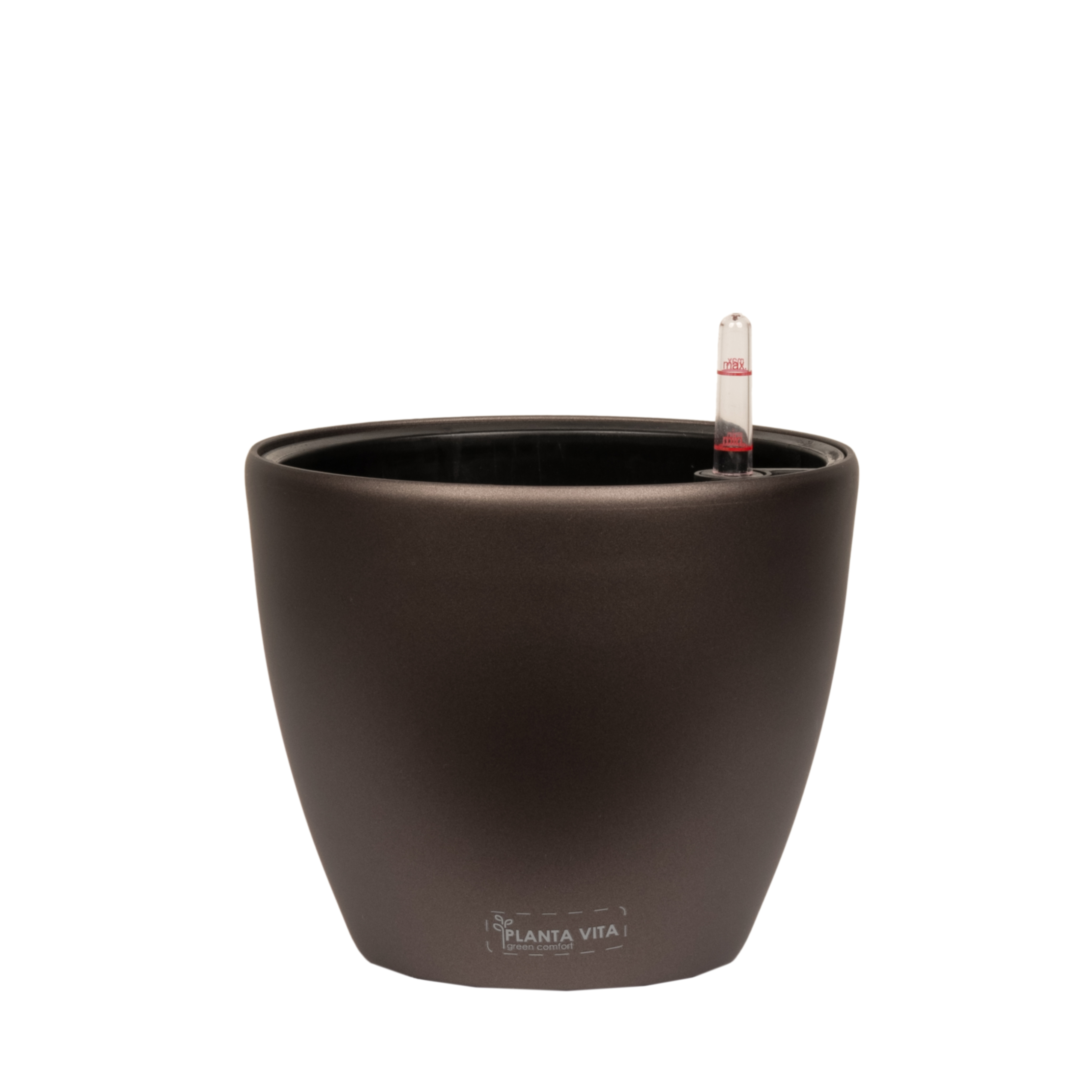 Self Watering system plant pot PLANTA VITA "Round Silk espresso"