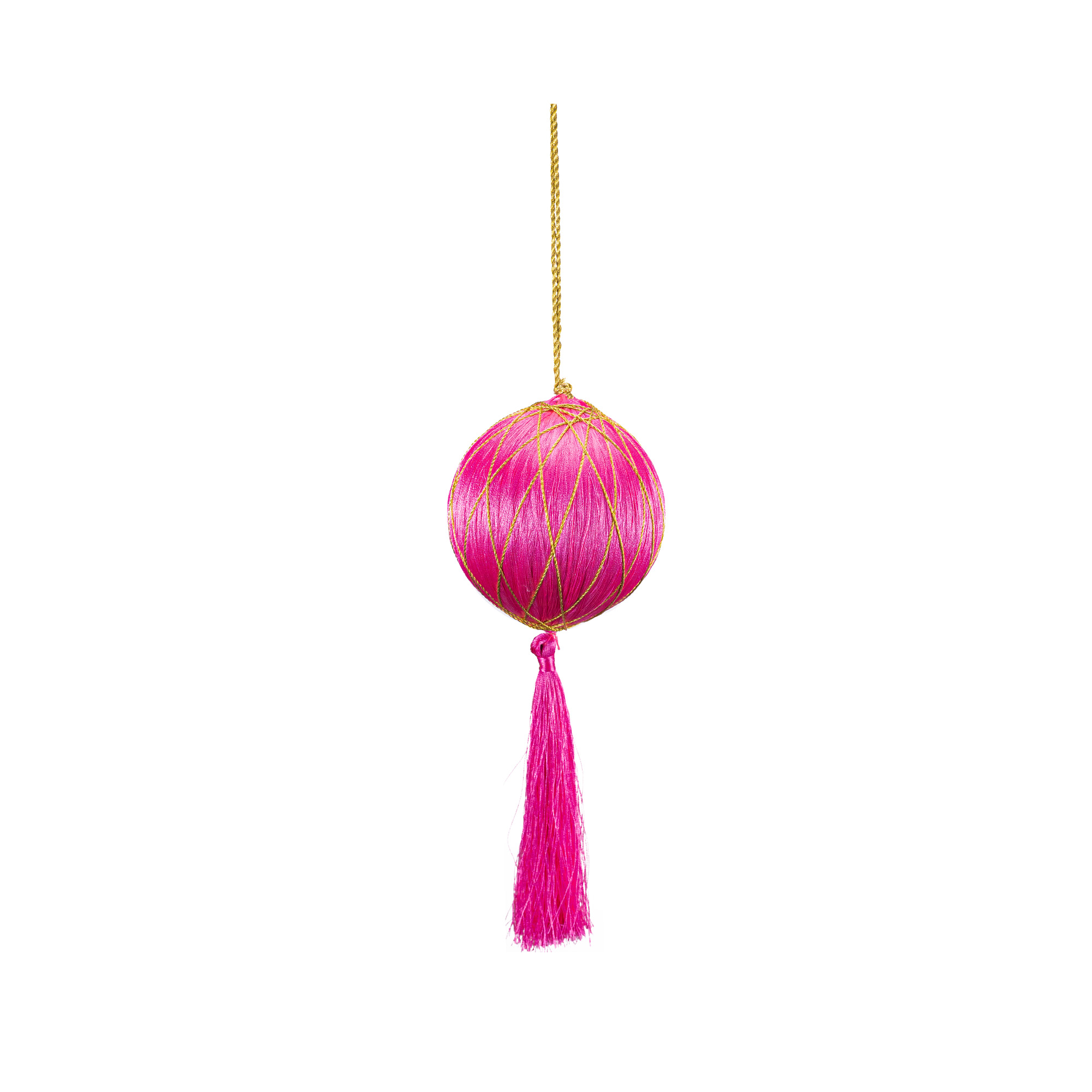 Silk christmas Ball with tassel, Pink