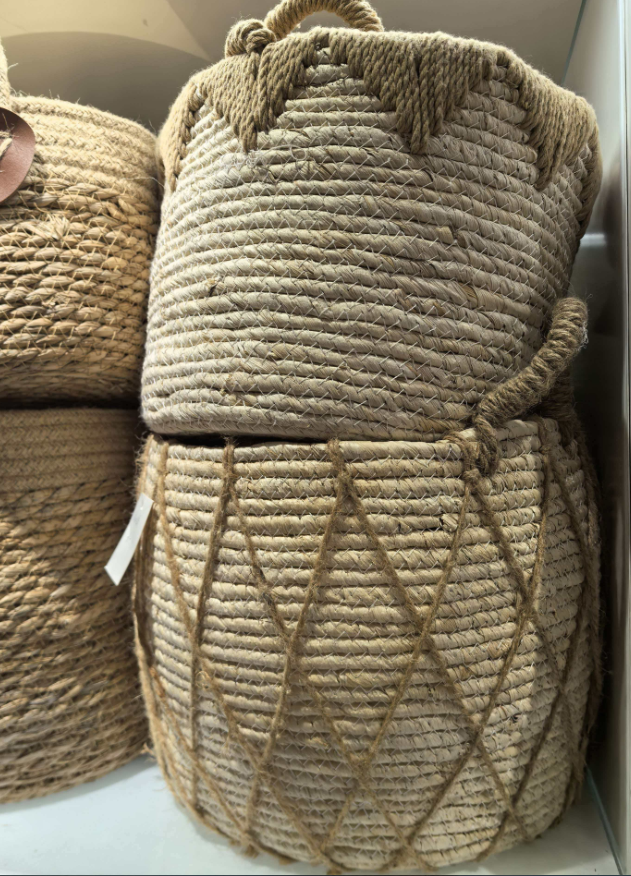 Seagrass baskets D33xH24, 29xH21, D24xH18 cm, 3 pcs