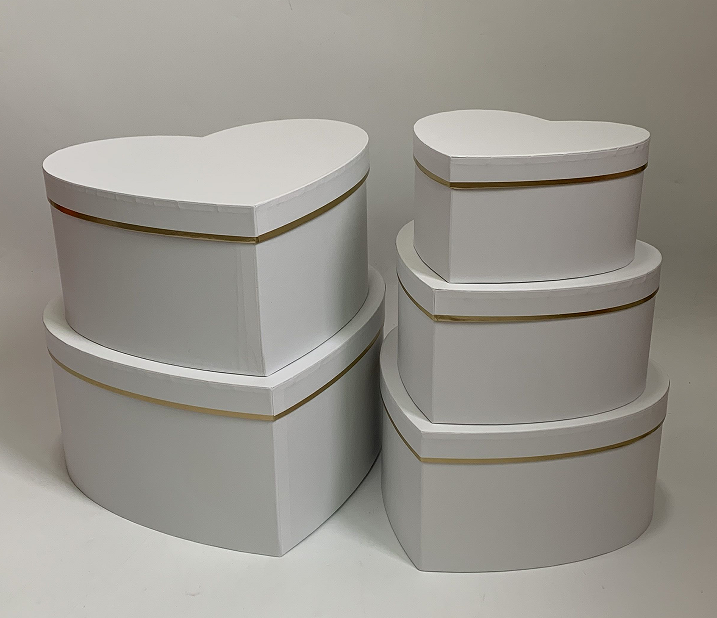 Flower box Heart 19.5X18X10, 23X21.5X11.5, 26.5X25X13, 30X28X14.5, 33.5X31X16 cm, 5 pcs