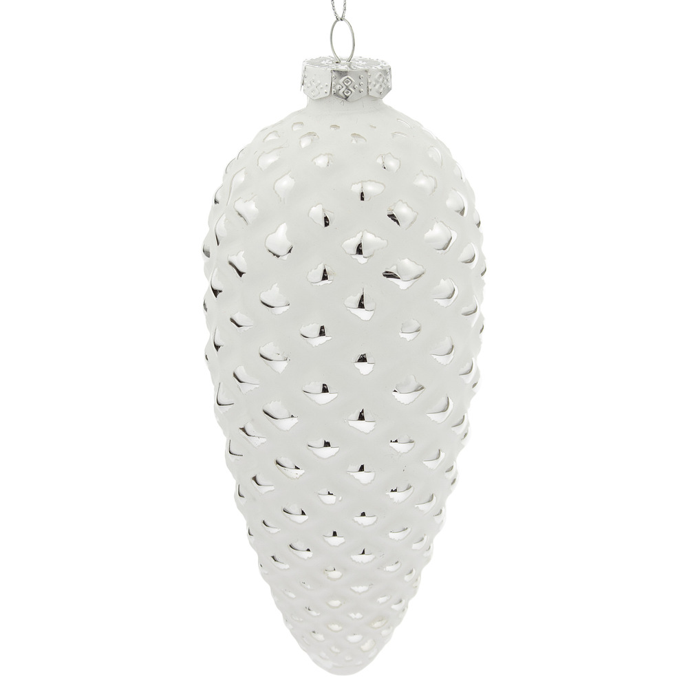 Glass christmas Cone, White