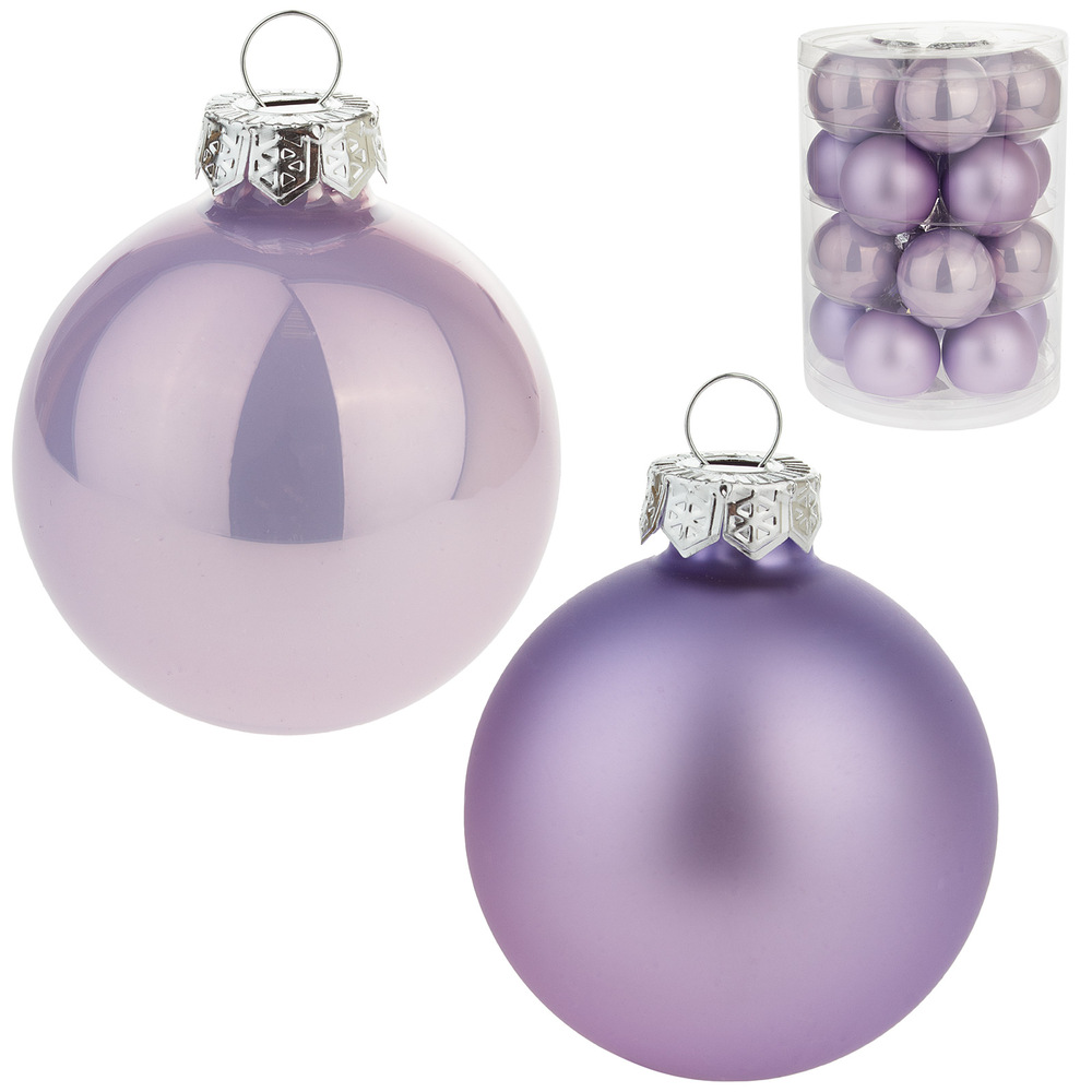 Glass christmas balls, plain , 20pcs, Purple