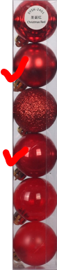 Plastic Сhristmas balls, matt/pearl, 6pcs | Wholesale flowers, plants and supplies Plastic Сhristmas balls, matt/pearl, 6pcs