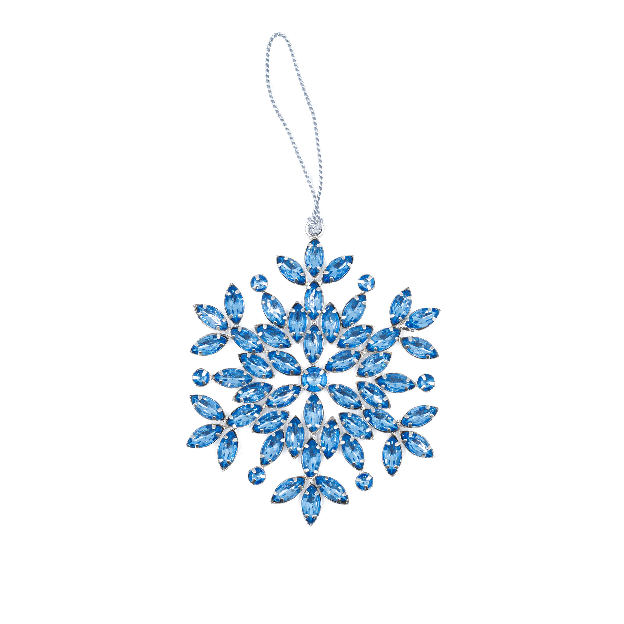 Metal christmas decoration with crystals Snowflake, Light blue