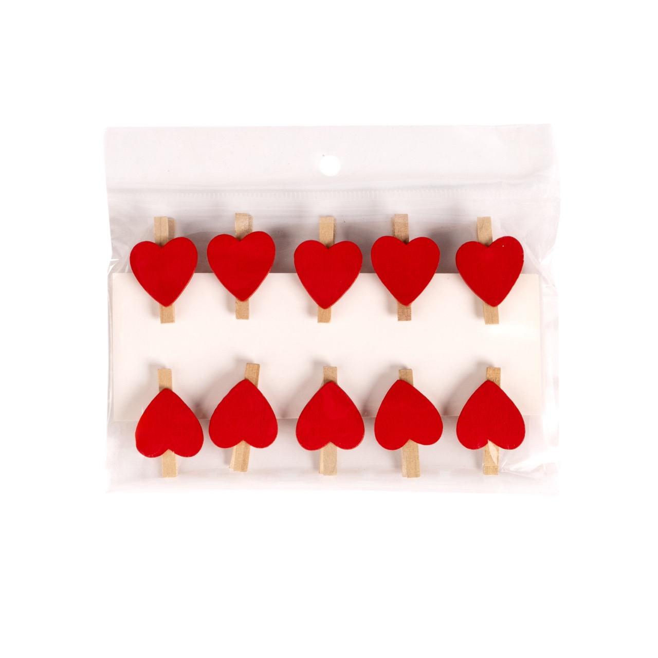 Wooden heart on clip, 10pcs