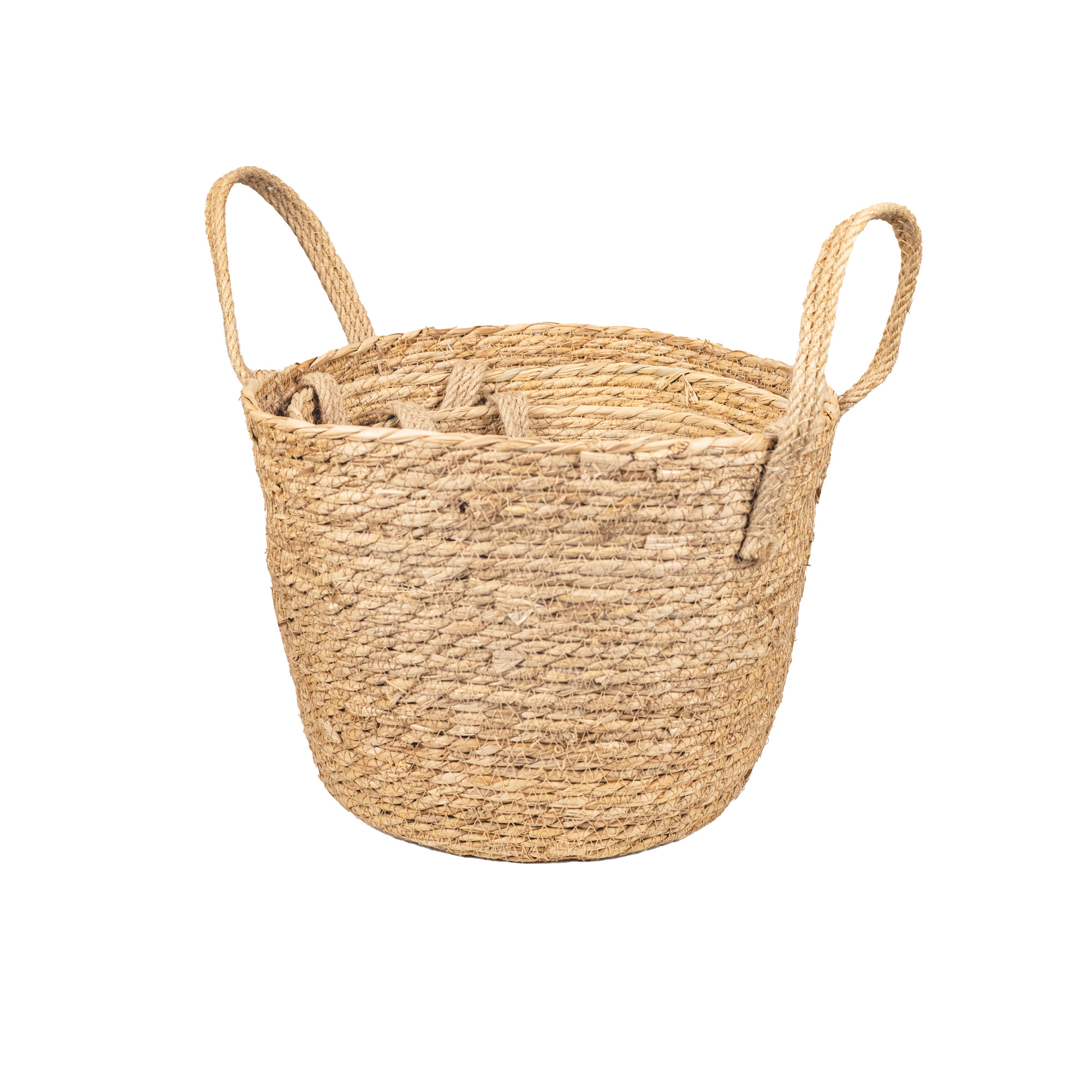 Seagrass baskets D34xH26,5, D29xH22,5, D24xH19,5cm 3pcs