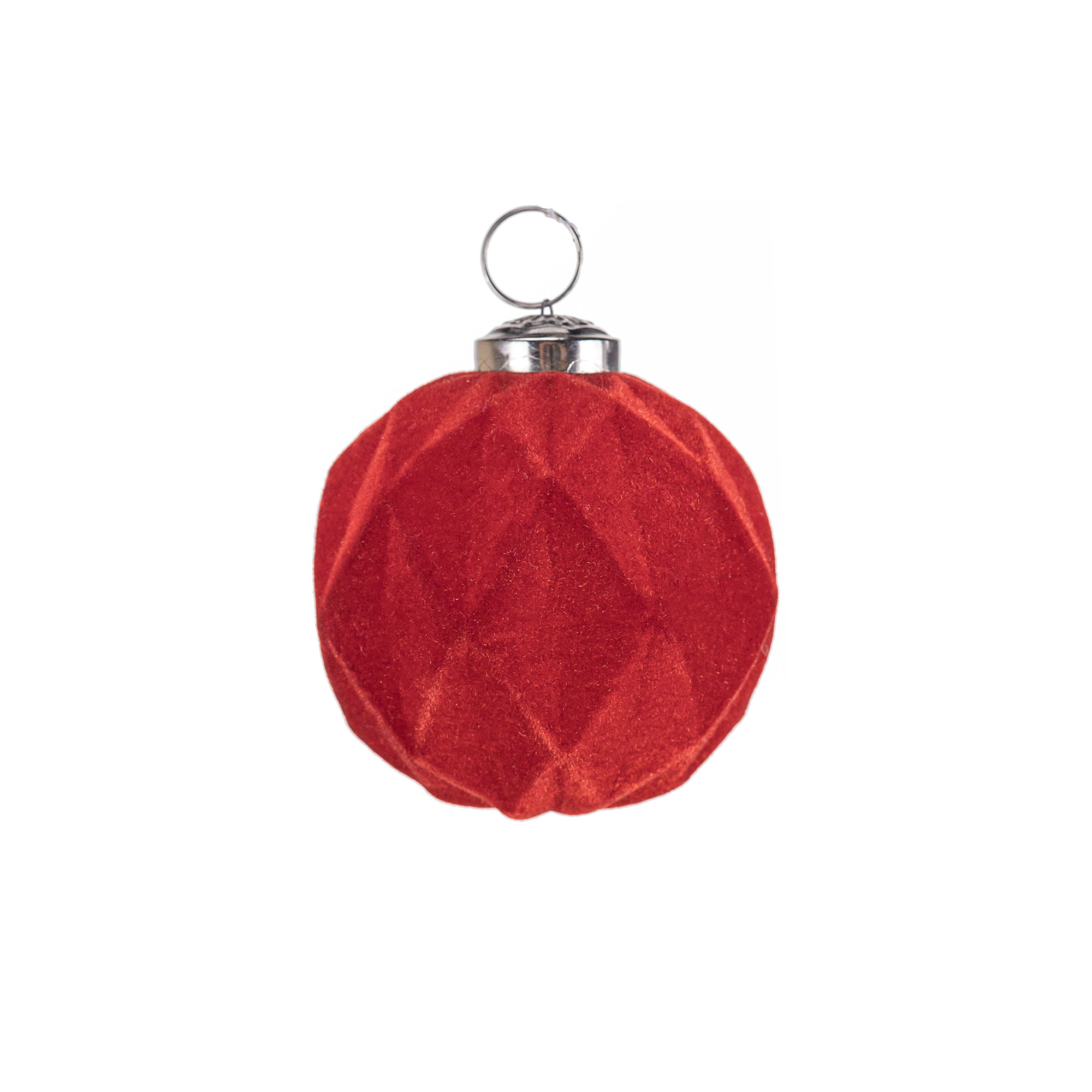 Glass christmas Ball with velvet coating, Red