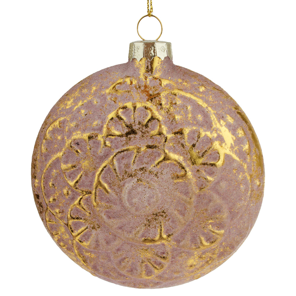 Glass christmas disk, Pink