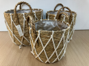 Seagrass baskets D35xH36, D30xH32, D25xH30 cm, 3 pcs