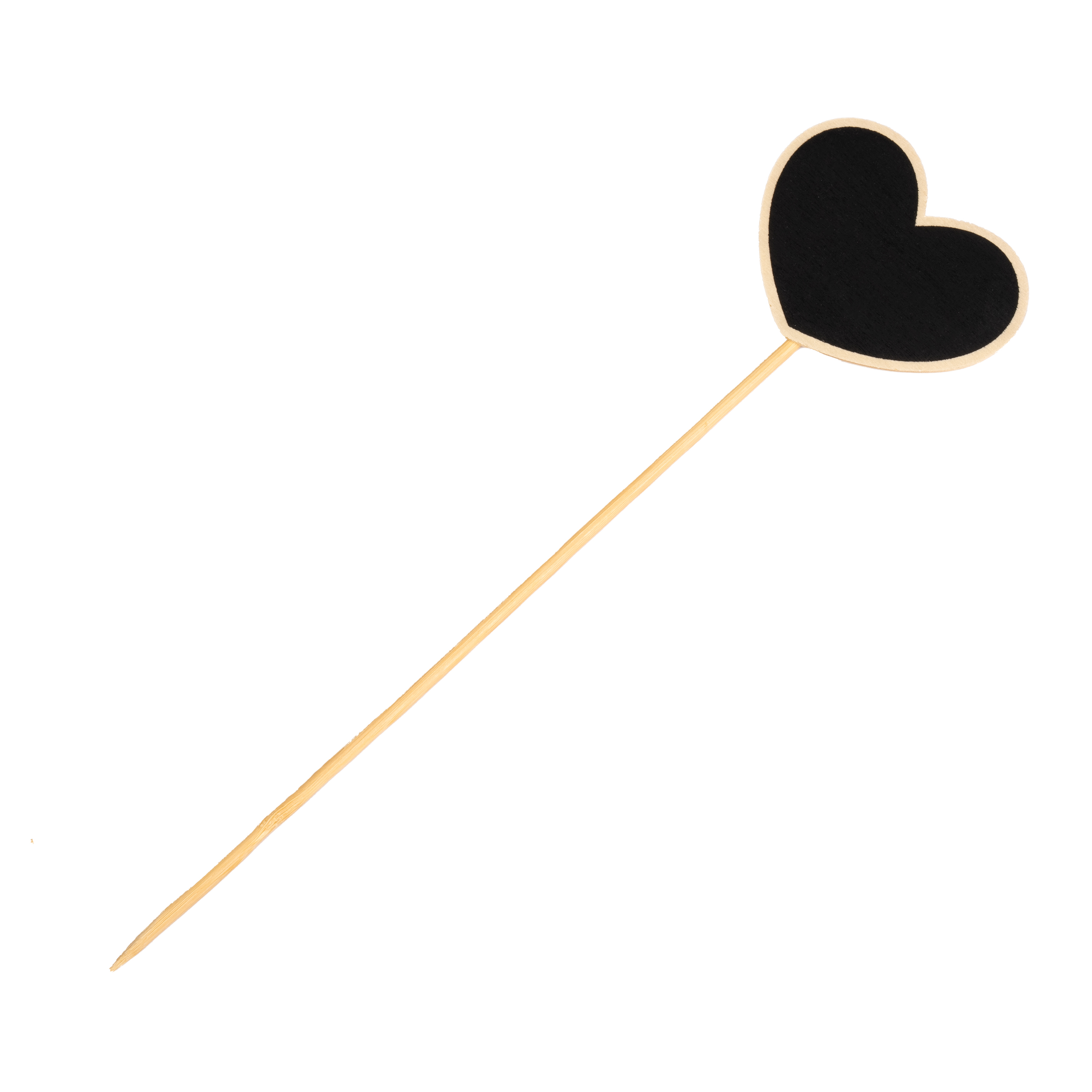 Wooden blackboard Heart on stick, 12pcs