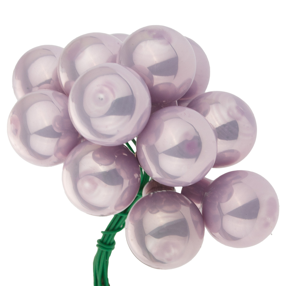 Glass christmas balls on wire, plain , 144 pcs, Purple