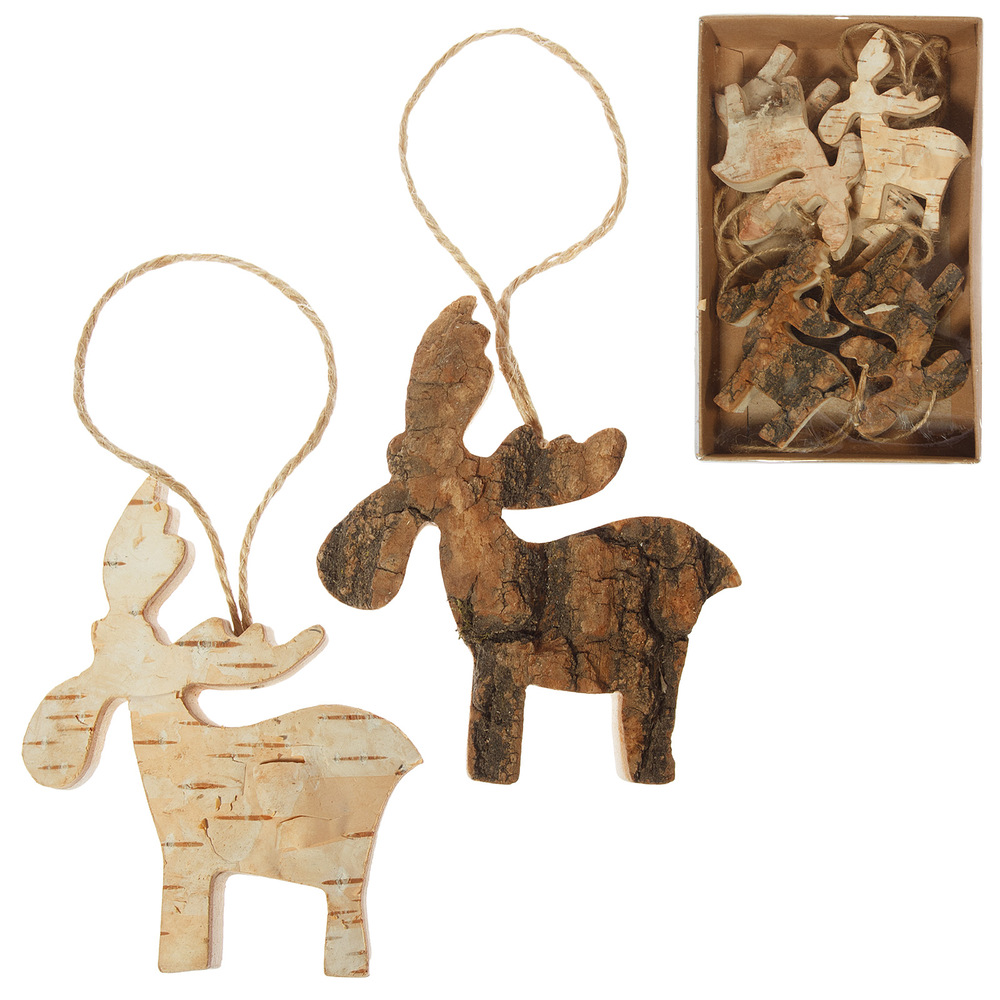 Wooden christmas tree decoration Deer, 8pcs