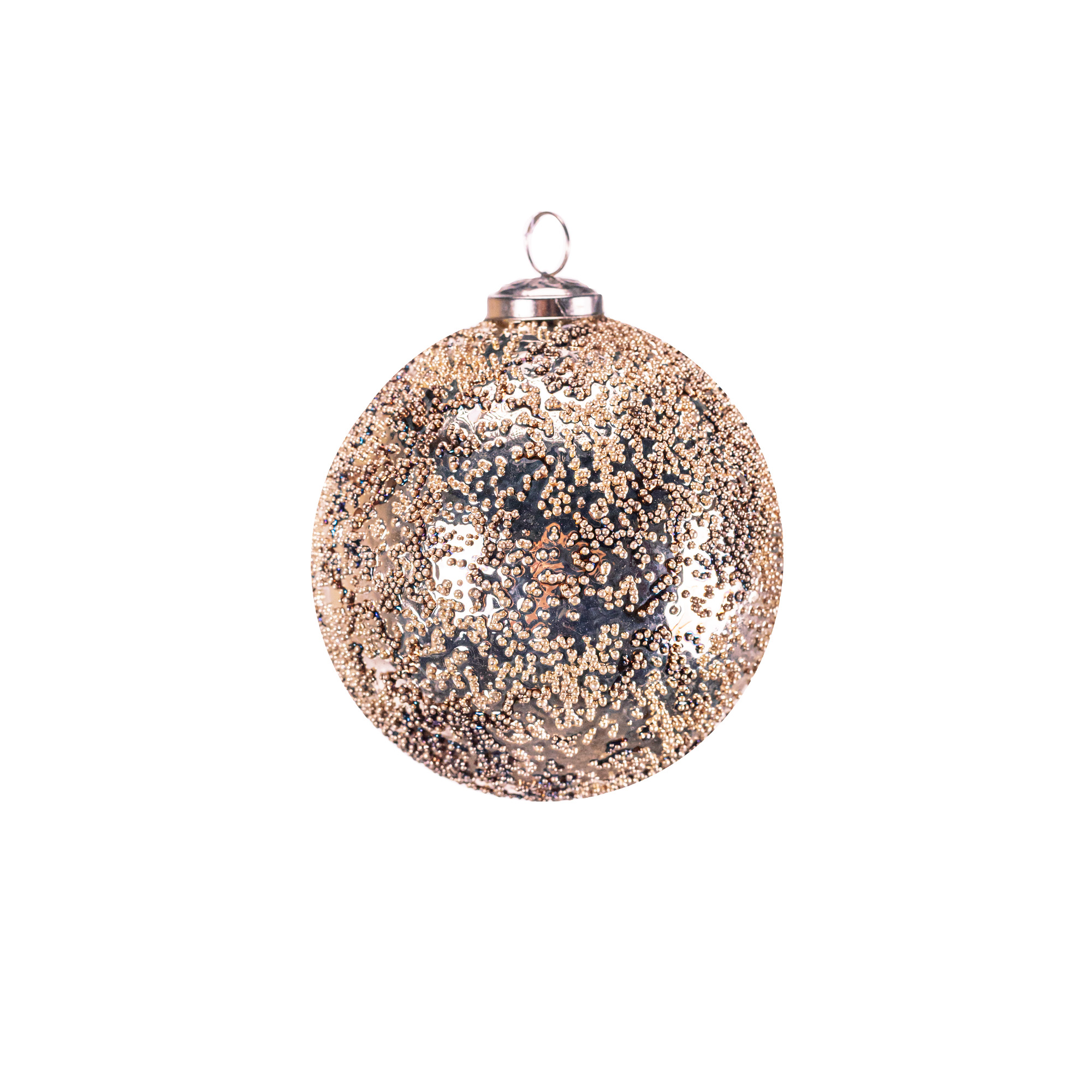 Glass christmas Ball with design, Gold