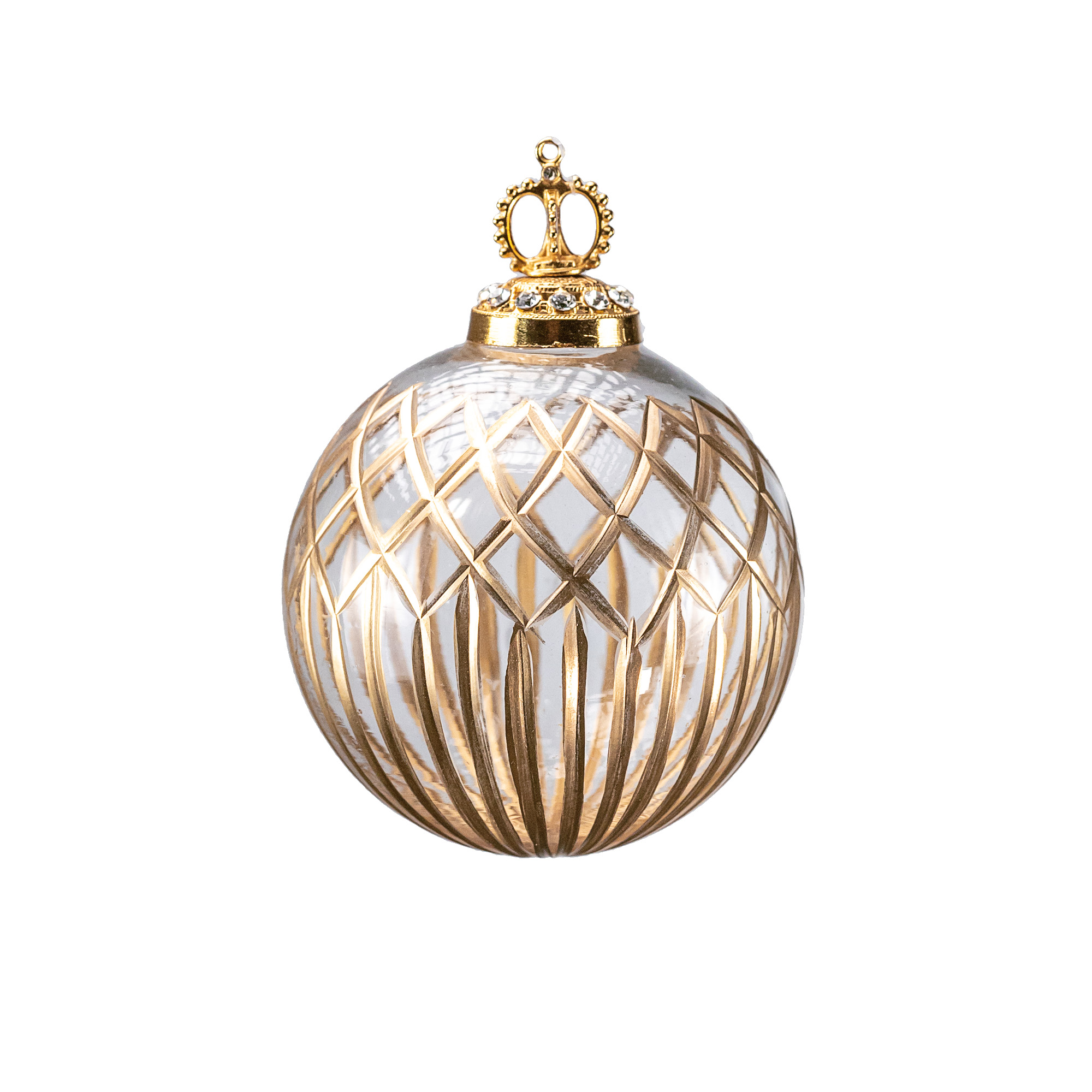 Glass christmas Ball with crown, Gold