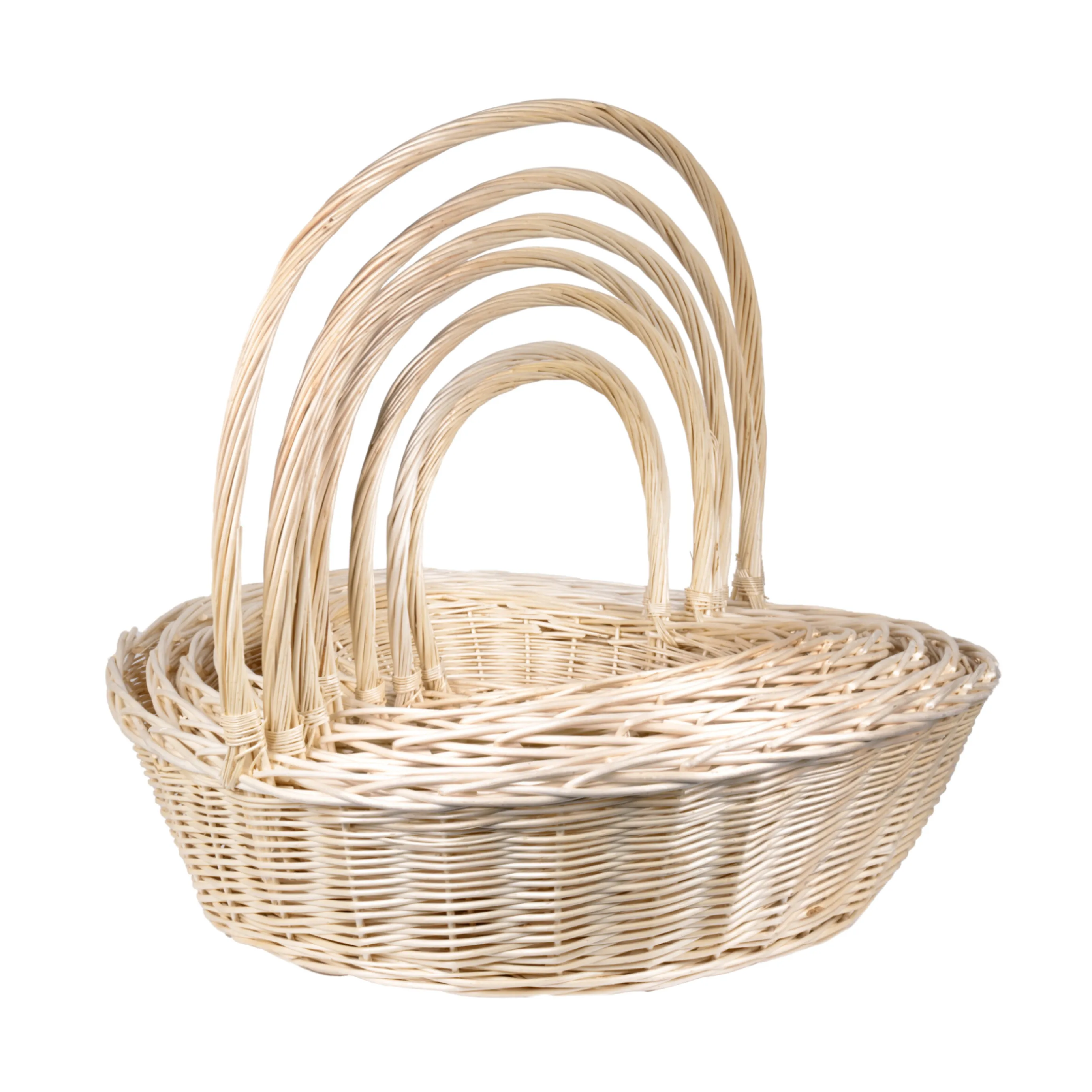 Willow baskets 100x85xH30, 92x77xH28, 84x69xH26, 76x62xH53, 69x55xH22, 62x48xH20, 55x42xH18 7pcs