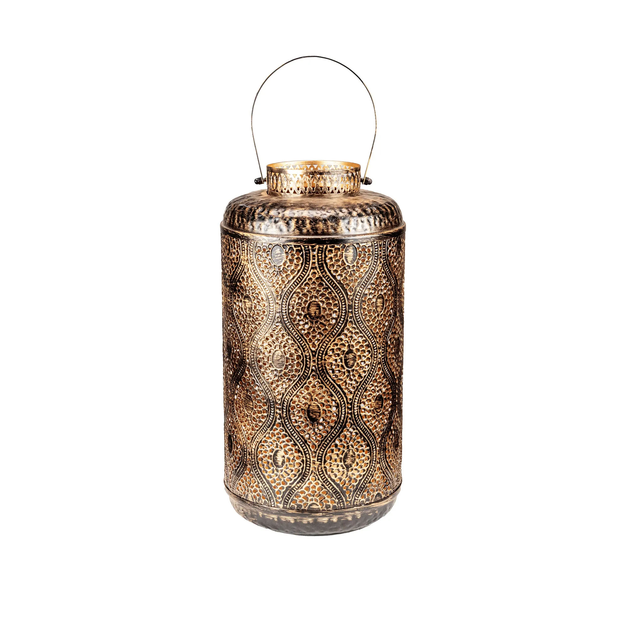 Metal lantern with handle 25×25×H40cm Bronze