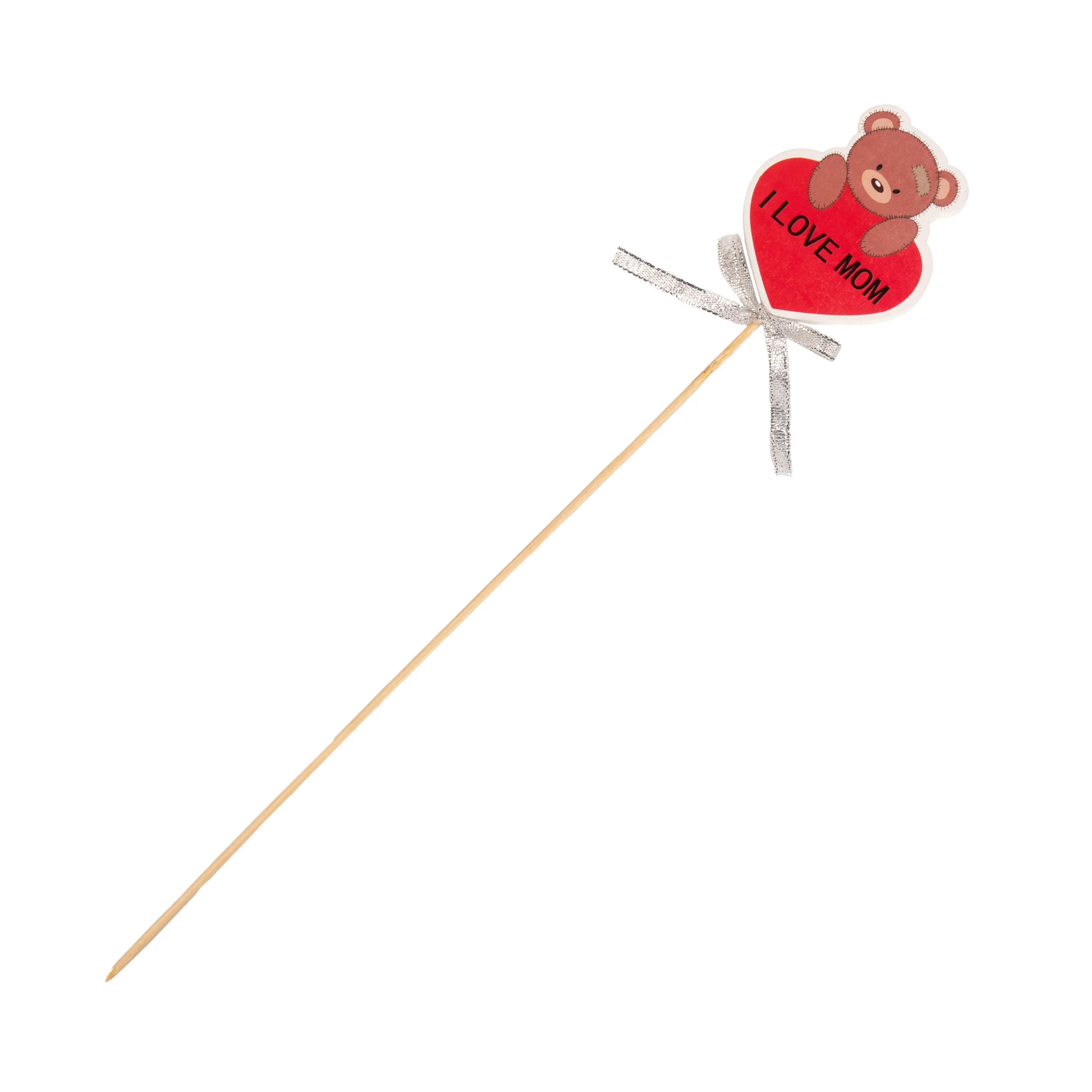 Heart on stick I love Mom, 12pcs