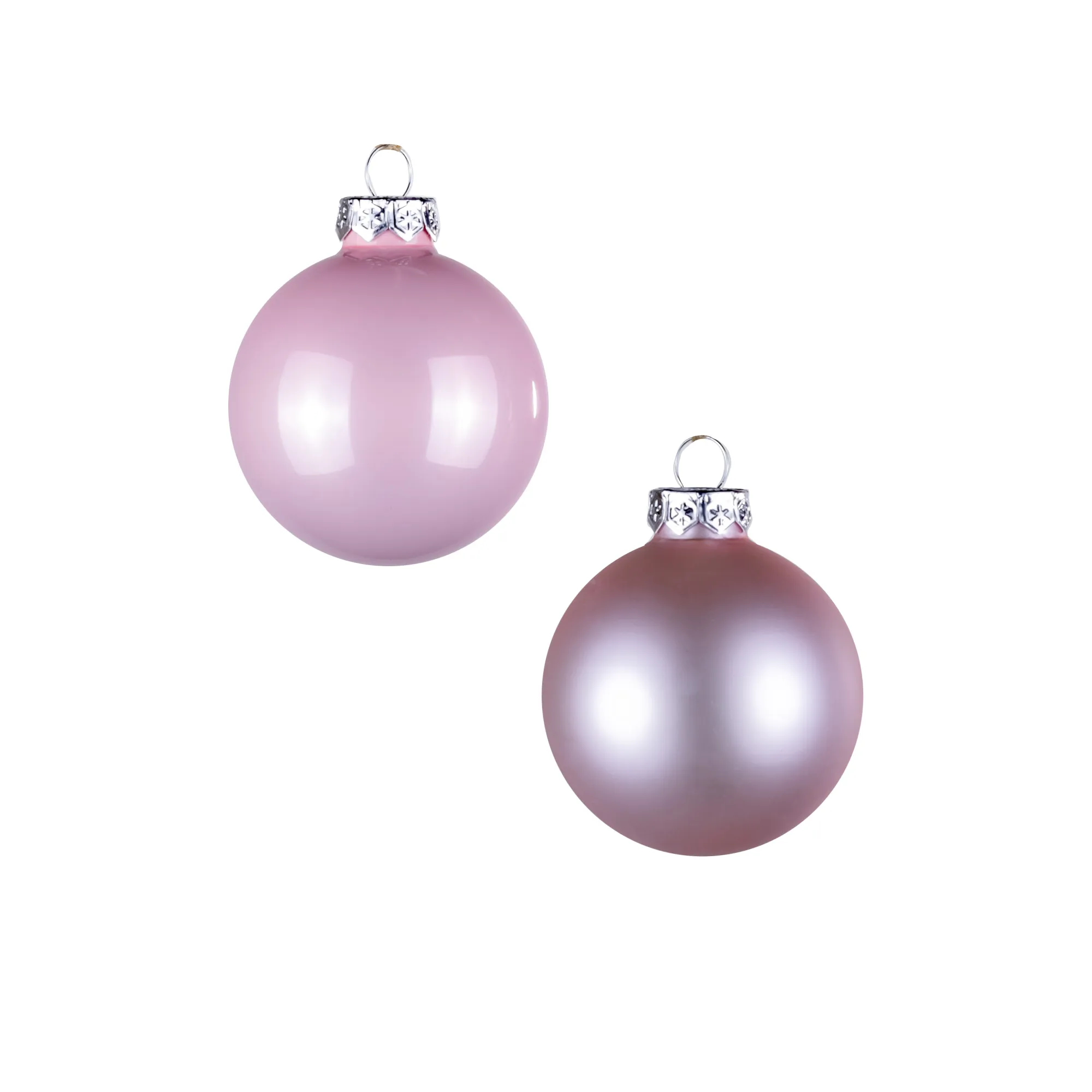 Glass christmas balls, plain , 20pcs, Light pink