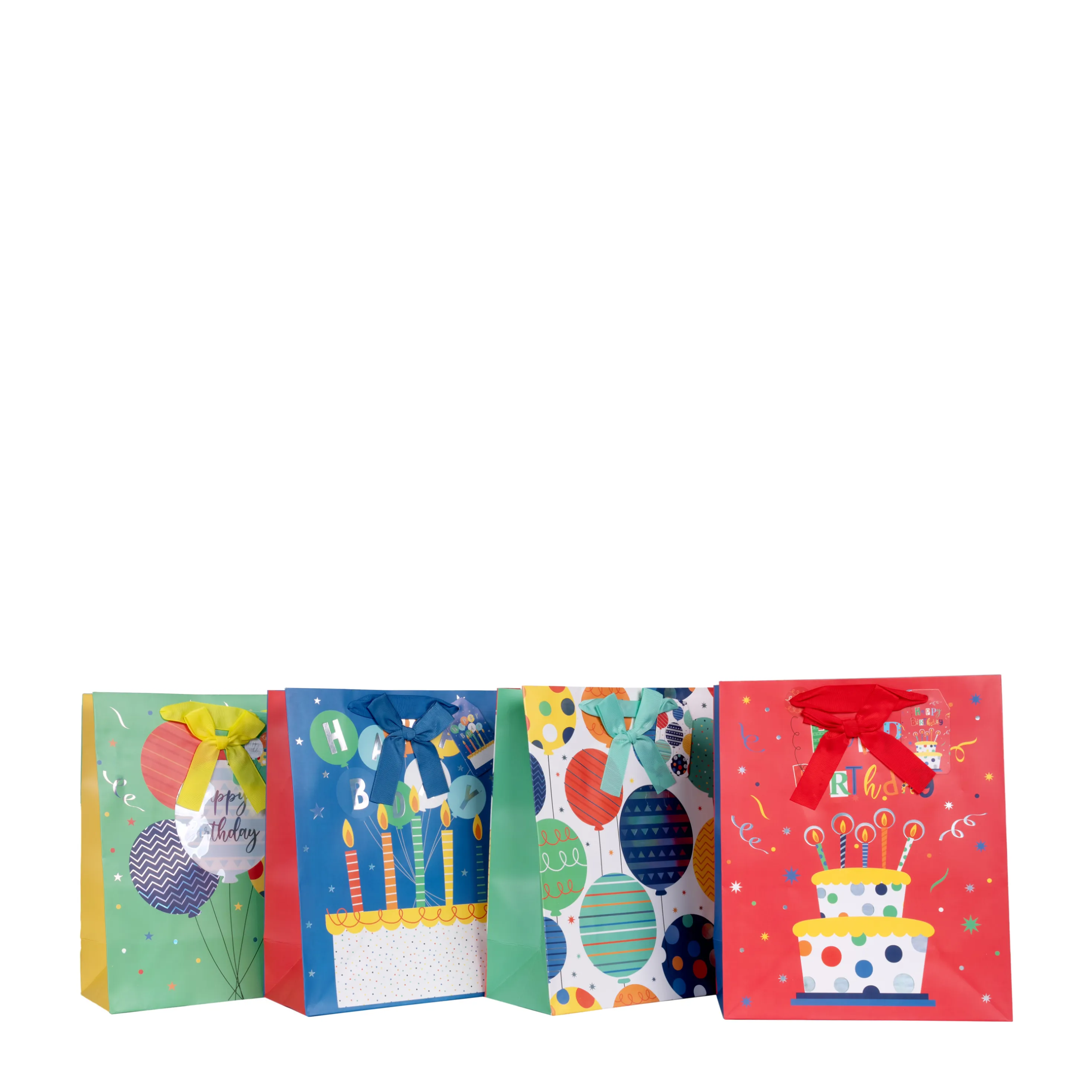 Paper bags Happy birthday 4 design mix, 12pcs