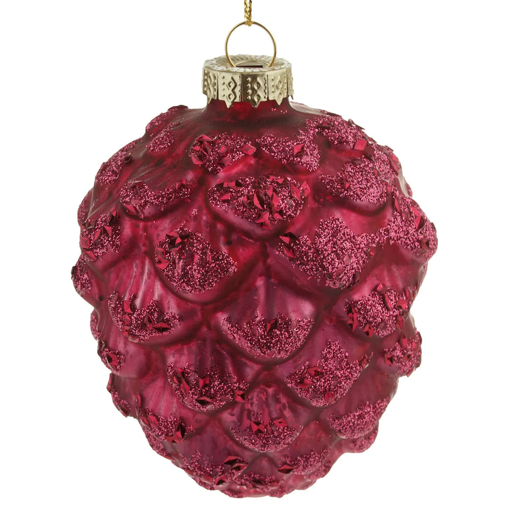 Christamas tree decoration Pine Shiny Glass, Pink