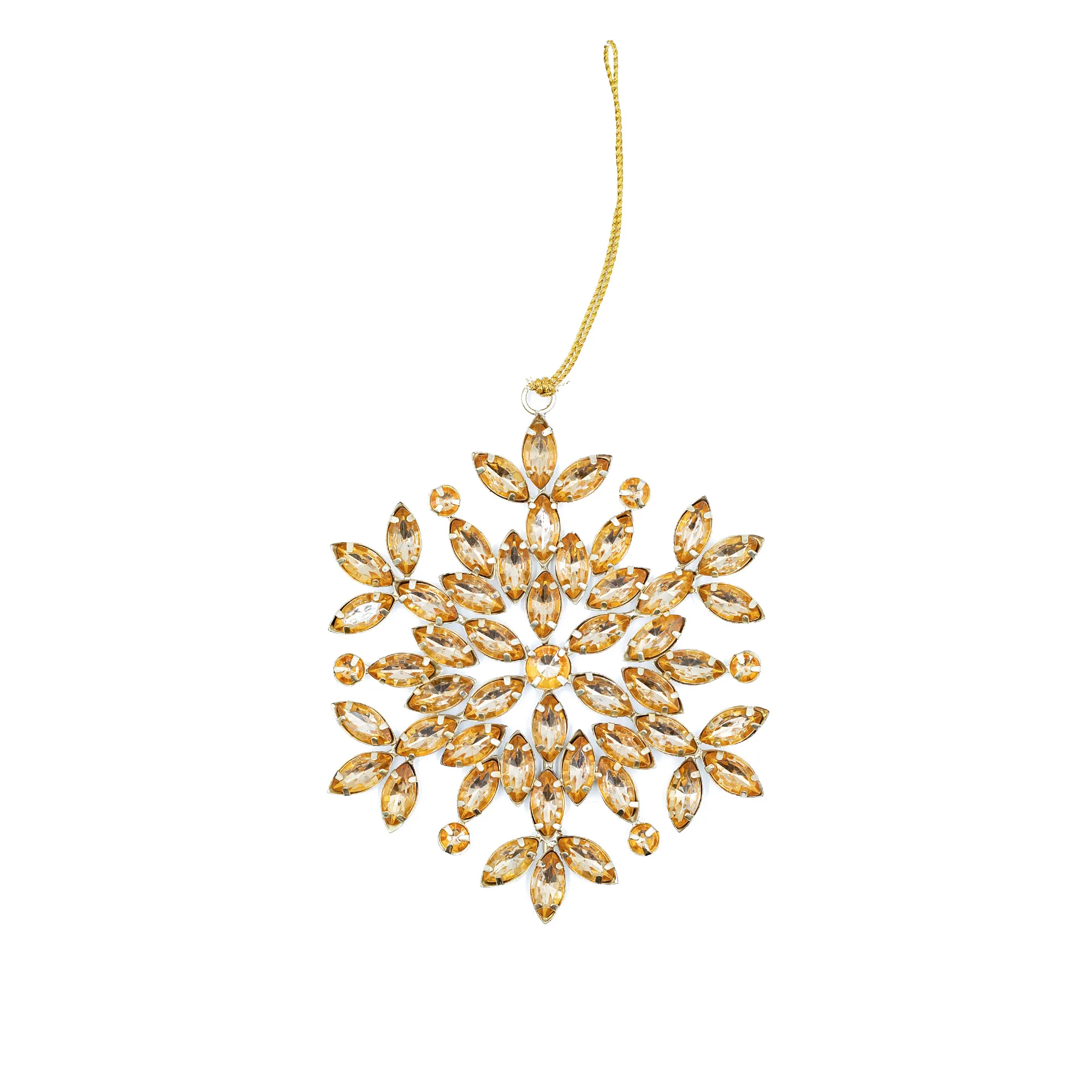 Metal christmas decoration with crystals Snowflake, Gold