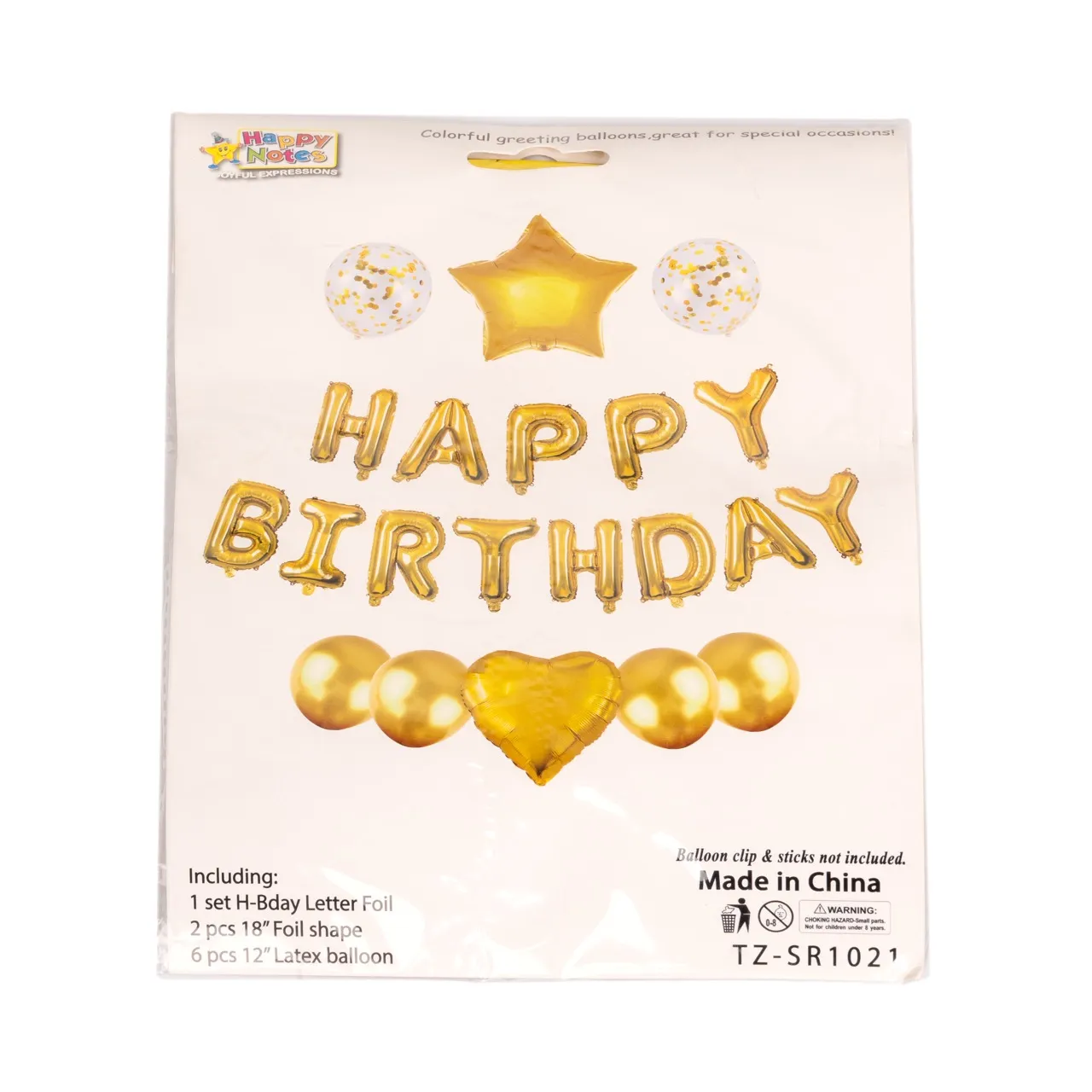 Balloon set Happy birthday, 1set H-Bday Letter foil, 2pcs 18 inch foil shape, 6pcs 12 inch latex bal