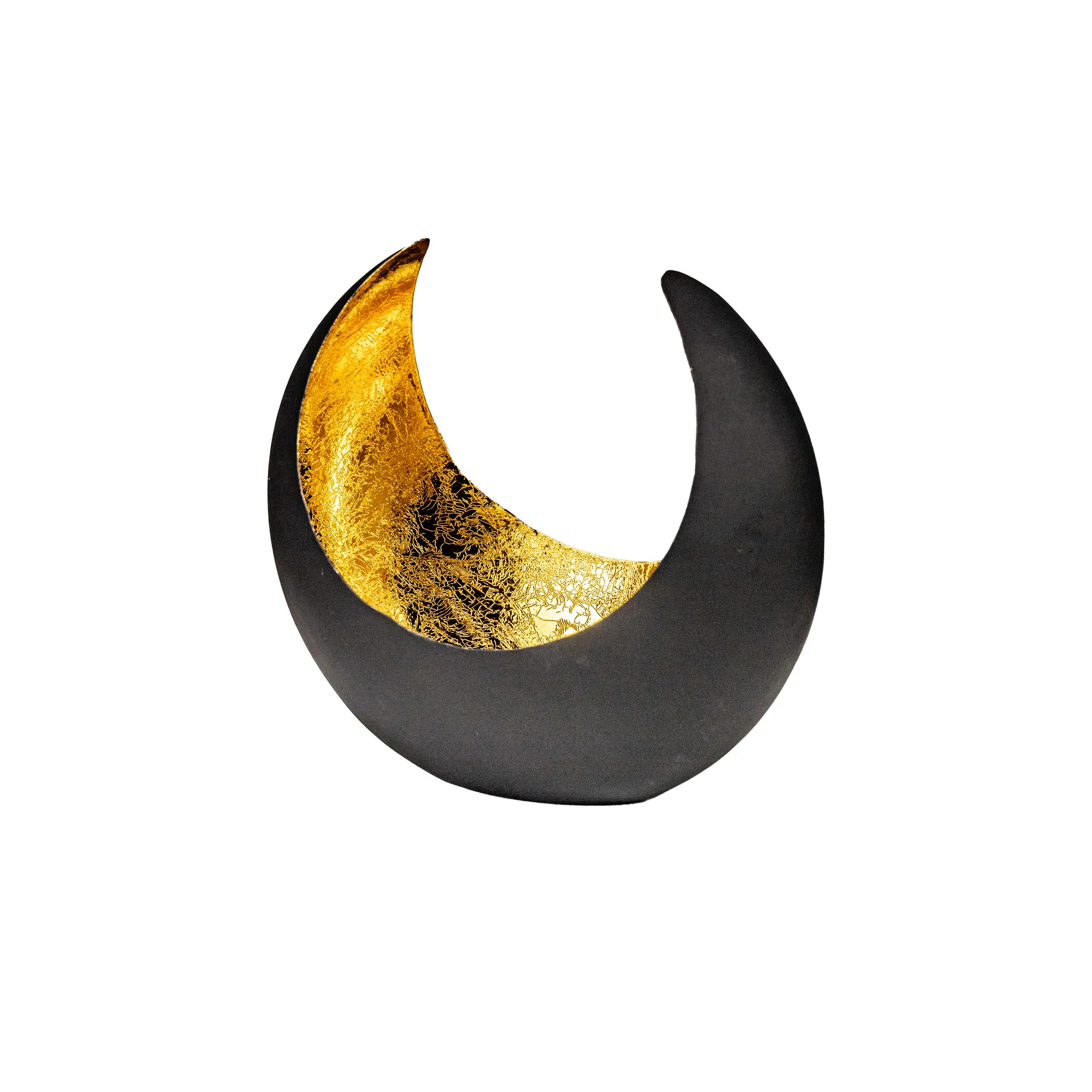 Metal Moon tealight Matt black-gold 21×21×H13 cm