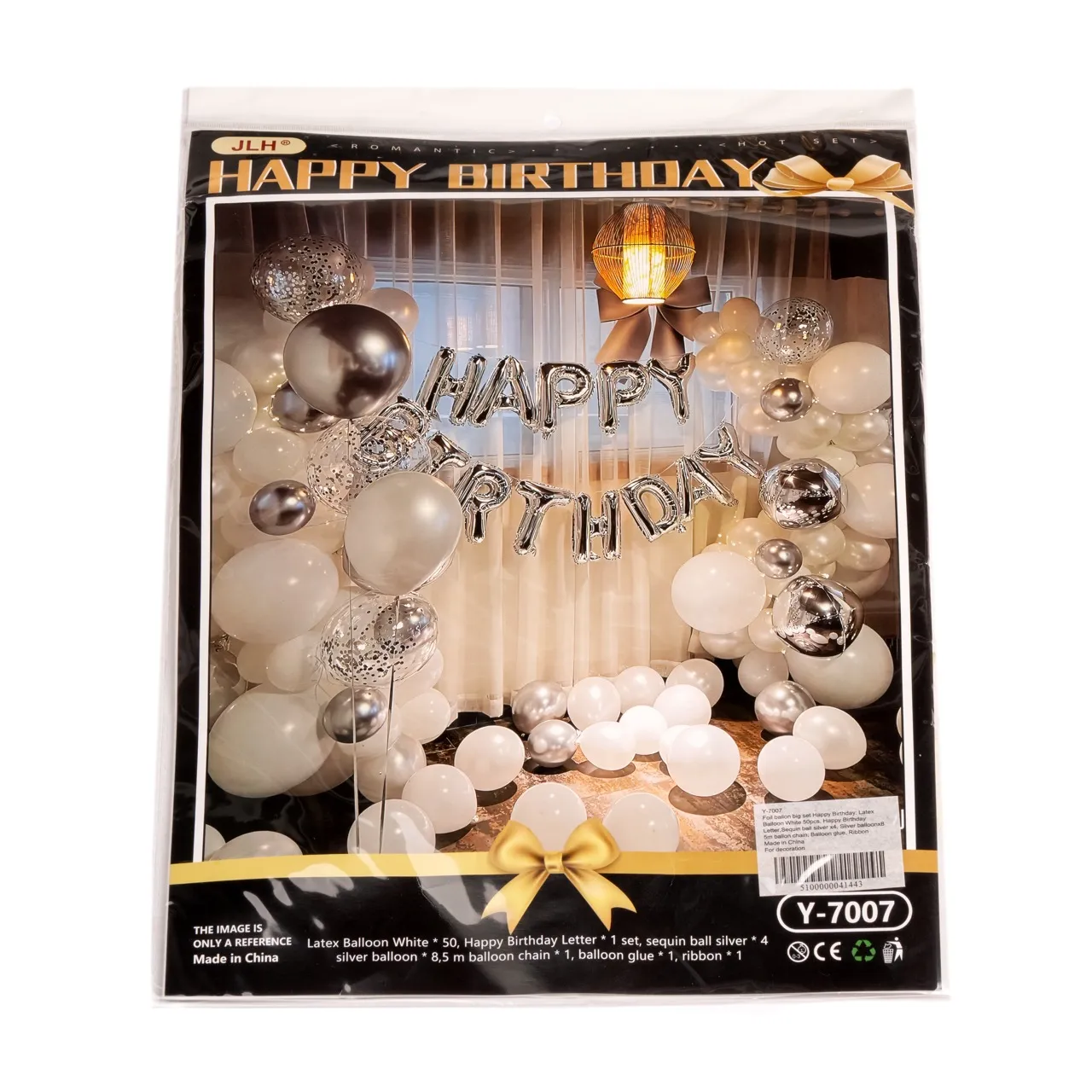 Foil ballon big set Happy Birthday: Latex Balloon White 50pcs, Happy Birthday Letter,Sequin ball sil